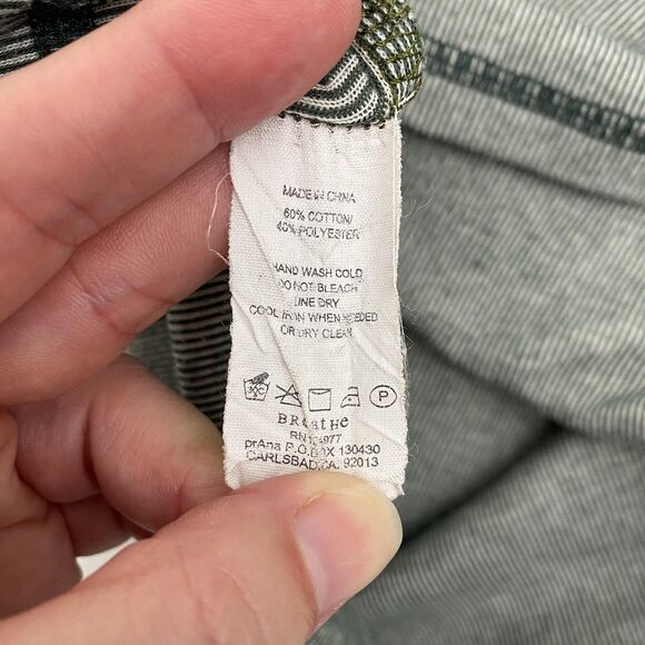 prAna Henley Shirt Womens Large Green Gray Colorblock Long Sleeve Rib Knit - Picture 7 of 8